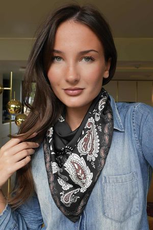 Bandana Triangle Silk Neckerchief Black